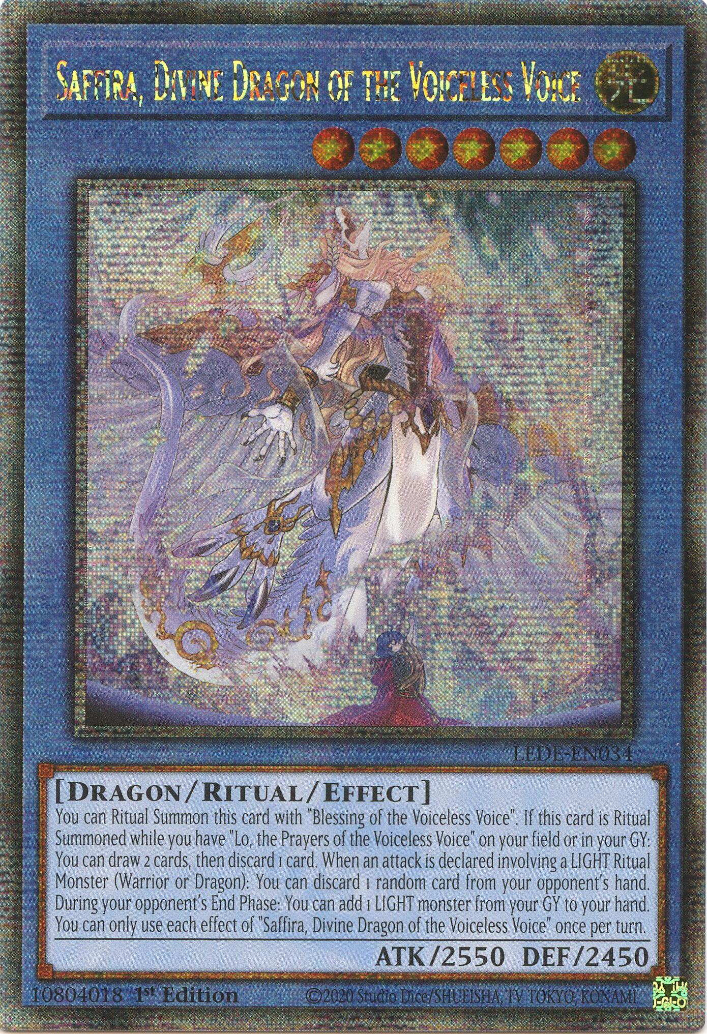 Saffira, Divine Dragon of the Voiceless Voice (Quarter Century Secret Rare) [LEDE-EN034] Quarter Century Secret Rare | Gam3 Escape