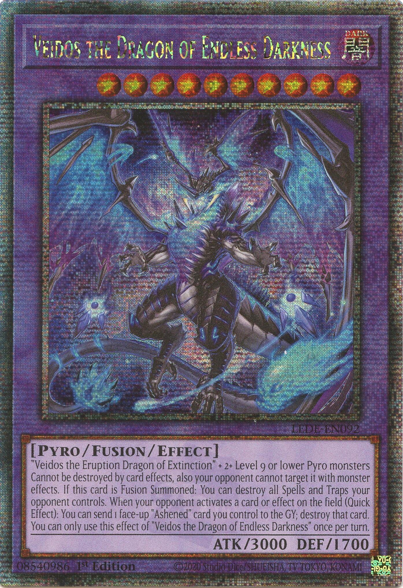 Veidos the Dragon of Endless Darkness (Quarter Century Secret Rare) [LEDE-EN092] Quarter Century Secret Rare | Gam3 Escape