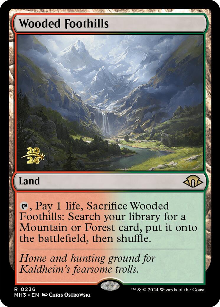Wooded Foothills [Modern Horizons 3 Prerelease Promos] | Gam3 Escape