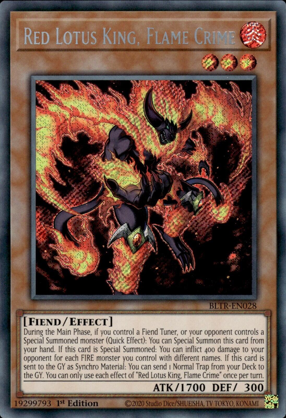 Red Lotus King, Flame Crime [BLTR-EN028] Secret Rare | Gam3 Escape