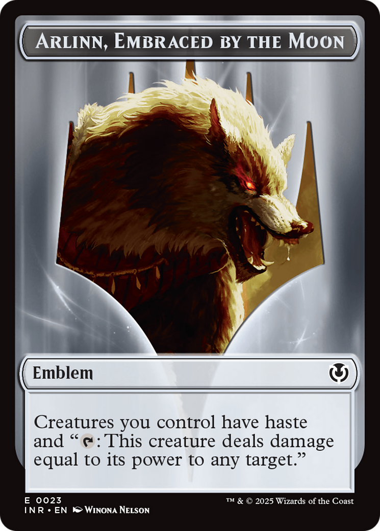 Wolf (0018) // Emblem - Arlinn, Embraces by the Moon Double-Sided Token [Innistrad Remastered Tokens] | Gam3 Escape