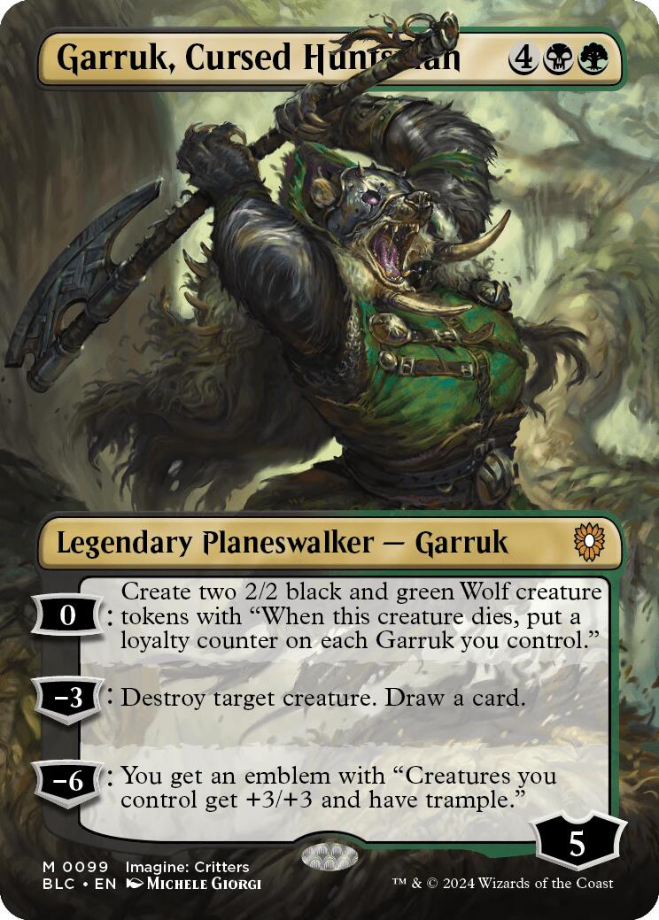 Garruk, Cursed Huntsman (Borderless) [Bloomburrow Commander] | Gam3 Escape