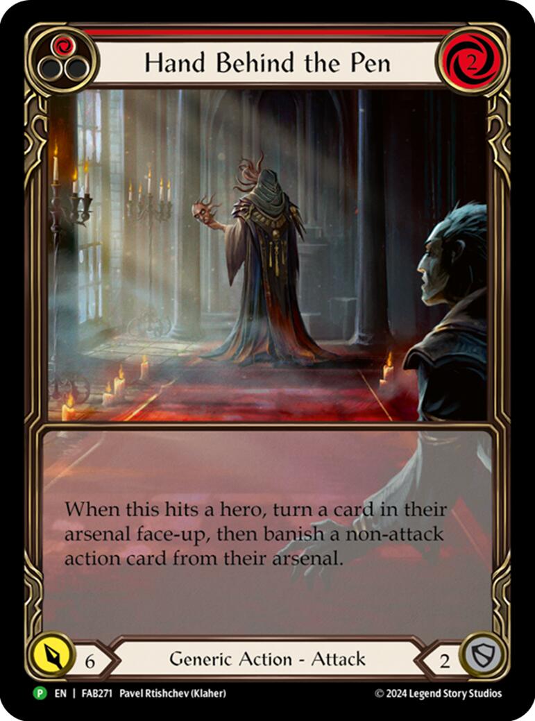 Hand Behind the Pen (Extended Art) [FAB271] (Promo)  Rainbow Foil | Gam3 Escape