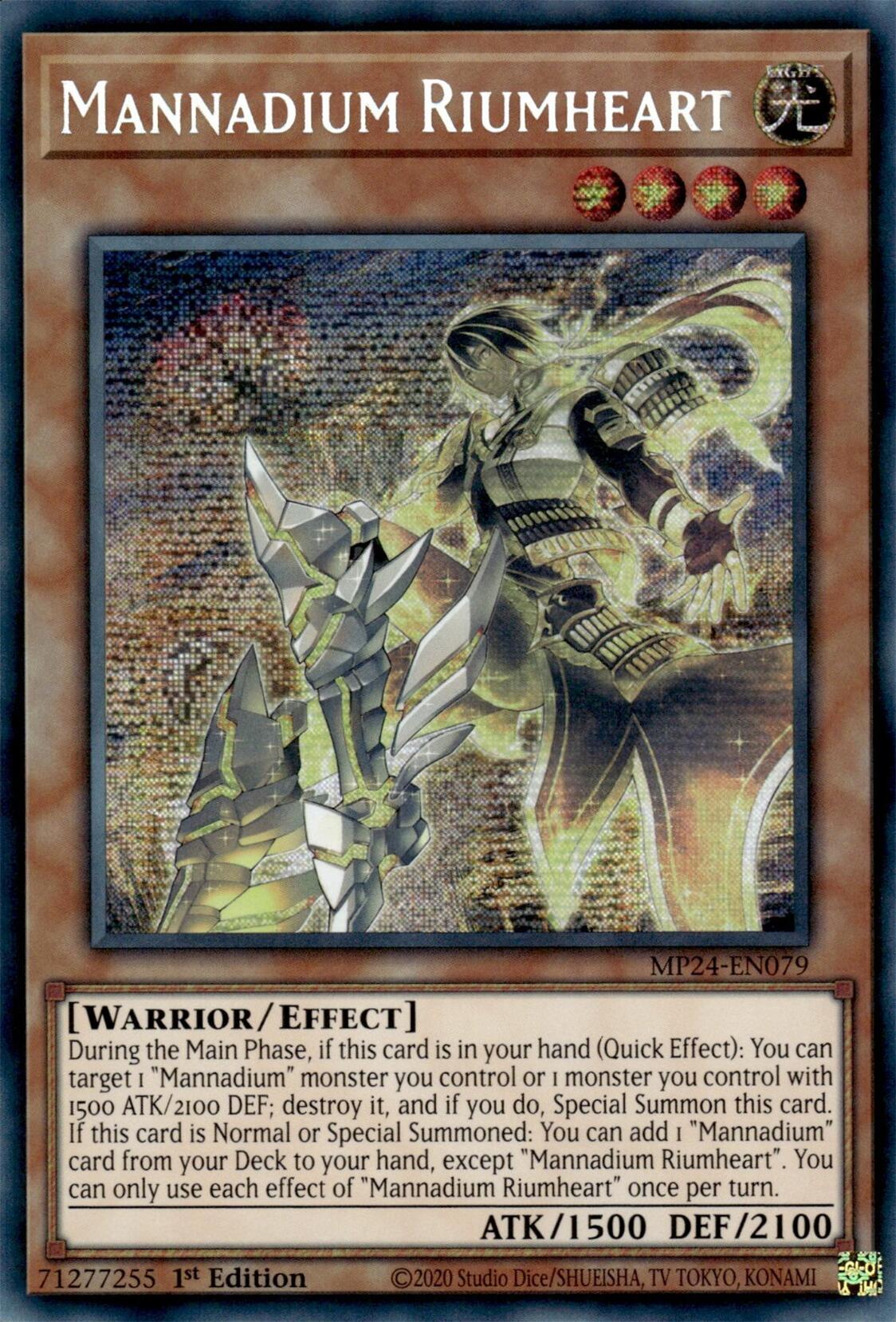 Mannadium Riumheart [MP24-EN079] Prismatic Secret Rare | Gam3 Escape