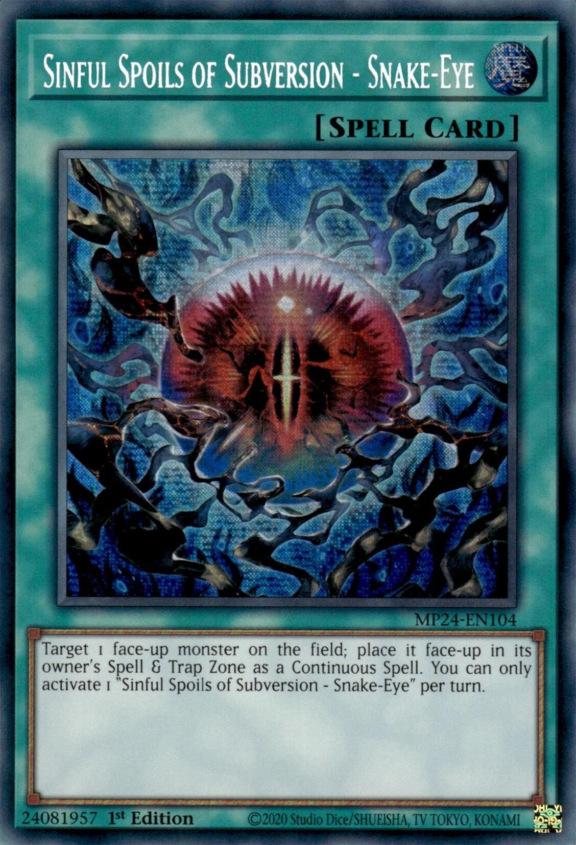 Sinful Spoils of Subversion - Snake-Eye [MP24-EN104] Prismatic Secret Rare | Gam3 Escape