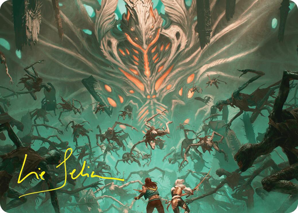 Valgavoth's Onslaught Art Card (Gold-Stamped Signature) [Duskmourn: House of Horror Art Series] | Gam3 Escape