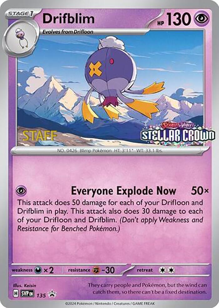 Drifblim (135) (Staff Promo) [Scarlet & Violet: Black Star Promos] | Gam3 Escape