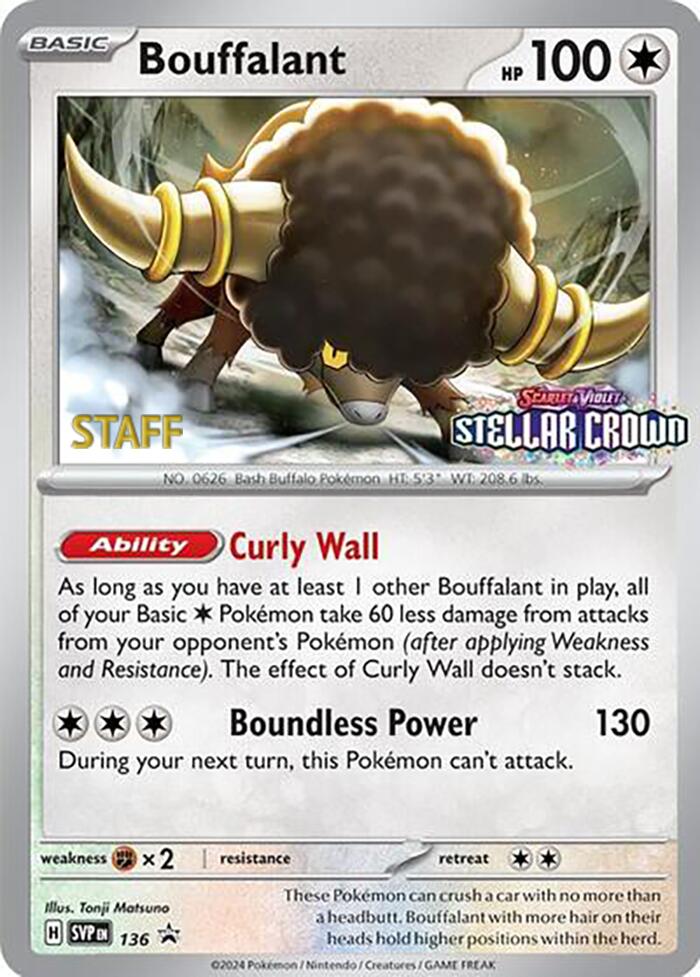 Bouffalant (136) (Staff Promo) [Scarlet & Violet: Black Star Promos] | Gam3 Escape