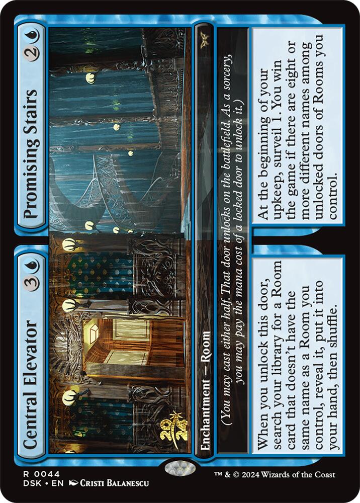 Central Elevator // Promising Stairs [Duskmourn: House of Horror Prerelease Promos] | Gam3 Escape