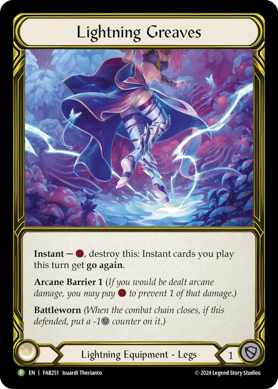 Lightning Greaves (Golden) [FAB251] (Promo)  Cold Foil | Gam3 Escape