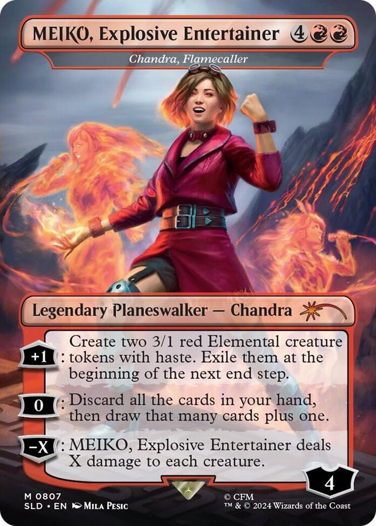 MEIKO, Explosive Entertainer - Chandra, Flamecaller (Rainbow Foil) [Secret Lair Drop Series] | Gam3 Escape