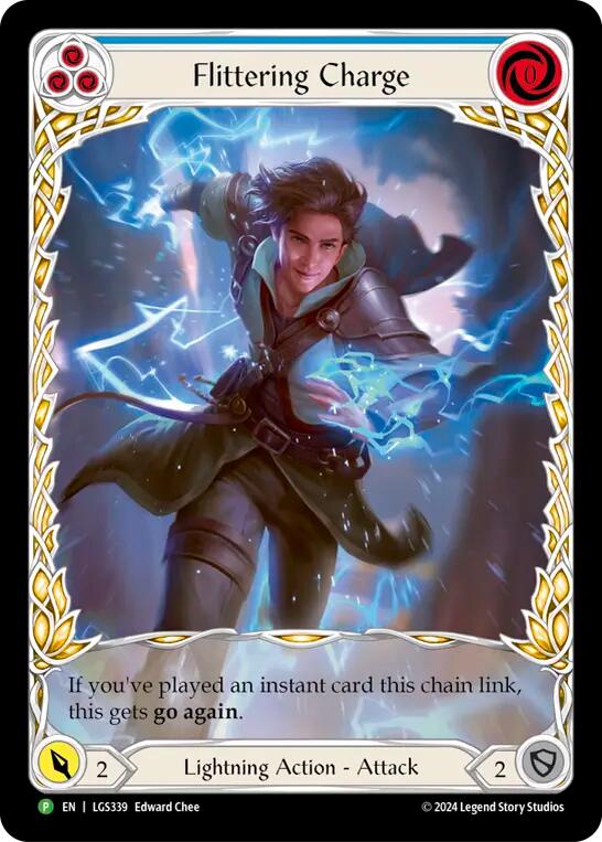 Flittering Charge (Blue) (Extended Art) [LGS339] (Promo)  Rainbow Foil | Gam3 Escape