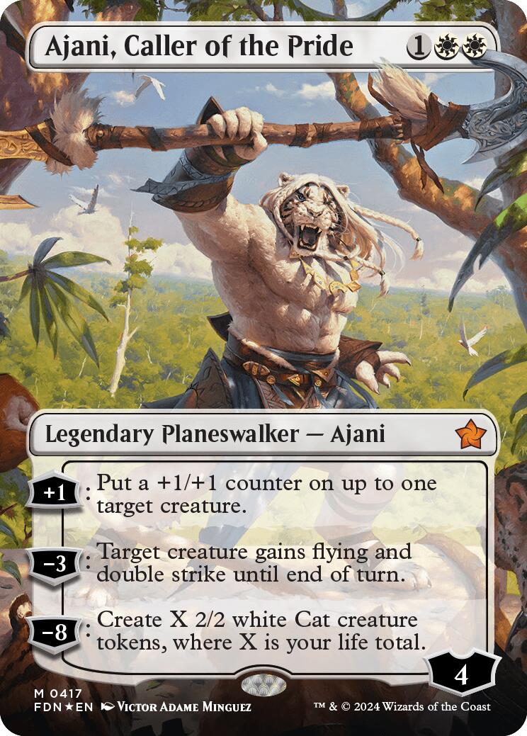 Ajani, Caller of the Pride (Borderless) (Mana Foil) [Foundations] | Gam3 Escape