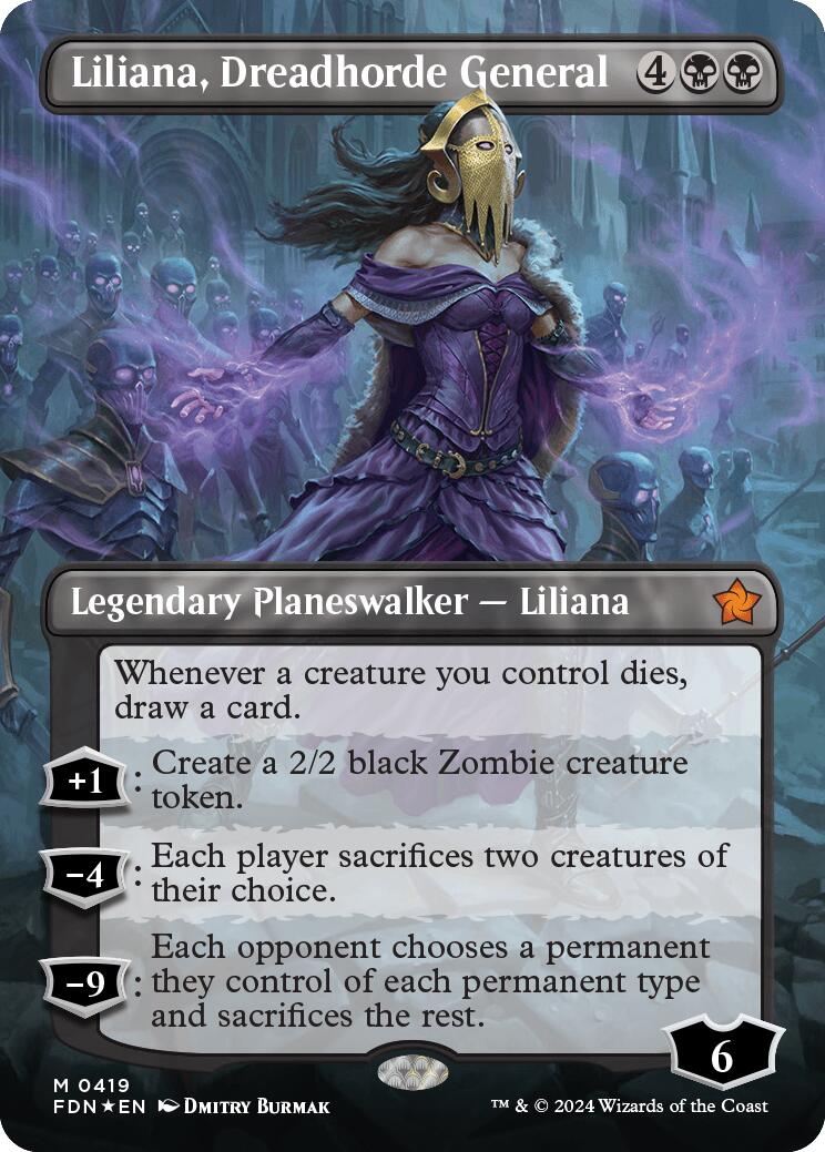 Liliana, Dreadhorde General (Borderless) (Mana Foil) [Foundations] | Gam3 Escape