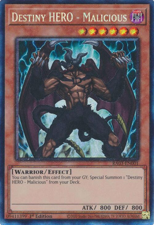 Destiny HERO - Malicious (CR) [RA03-EN001] Prismatic Collector's Rare | Gam3 Escape