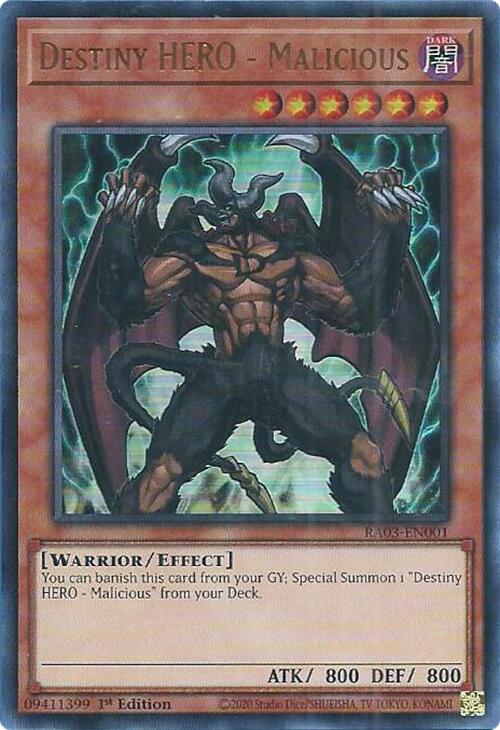 Destiny HERO - Malicious (UR) [RA03-EN001] Ultra Rare | Gam3 Escape