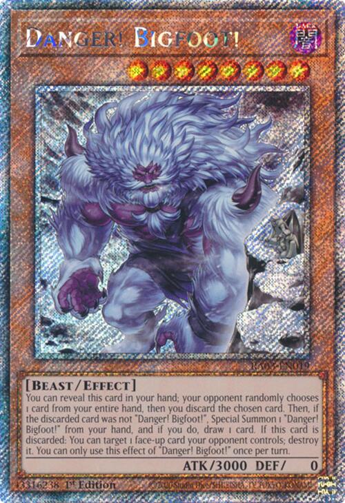 Danger! Bigfoot! (Alternate Art) (Platinum Secret Rare) [RA03-EN019] Platinum Secret Rare | Gam3 Escape