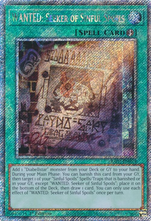 WANTED: Seeker of Sinful Spoils (Platinum Secret Rare) [RA03-EN074] Platinum Secret Rare | Gam3 Escape