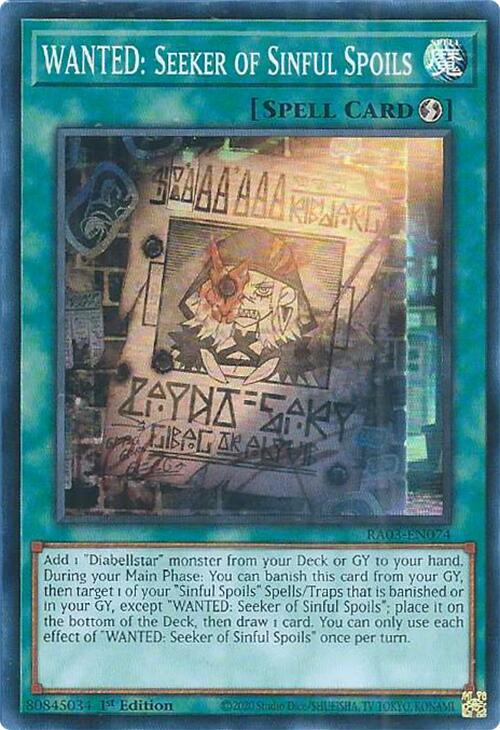 WANTED: Seeker of Sinful Spoils [RA03-EN074] Super Rare | Gam3 Escape