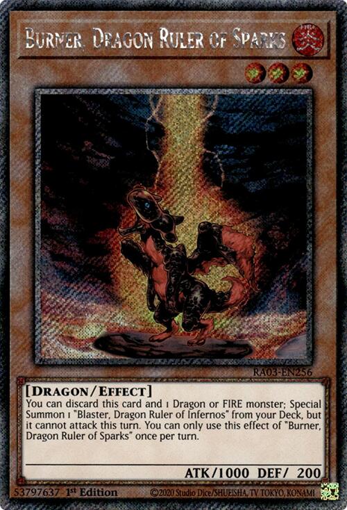 Burner, Dragon Ruler of Sparks (Platinum Secret Rare) [RA03-EN256] Platinum Secret Rare | Gam3 Escape