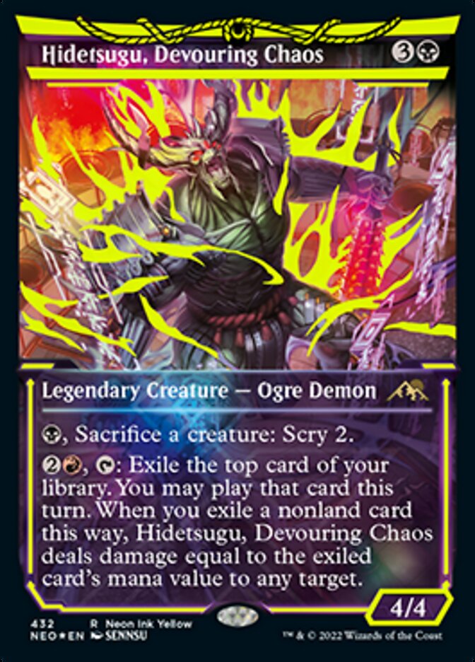 Hidetsugu, Devouring Chaos (Neon Ink Yellow) [Kamigawa: Neon Dynasty] | Gam3 Escape