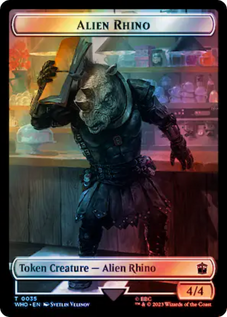 Alien Rhino // Cyberman Double-Sided Token (Surge Foil) [Doctor Who Tokens] | Gam3 Escape