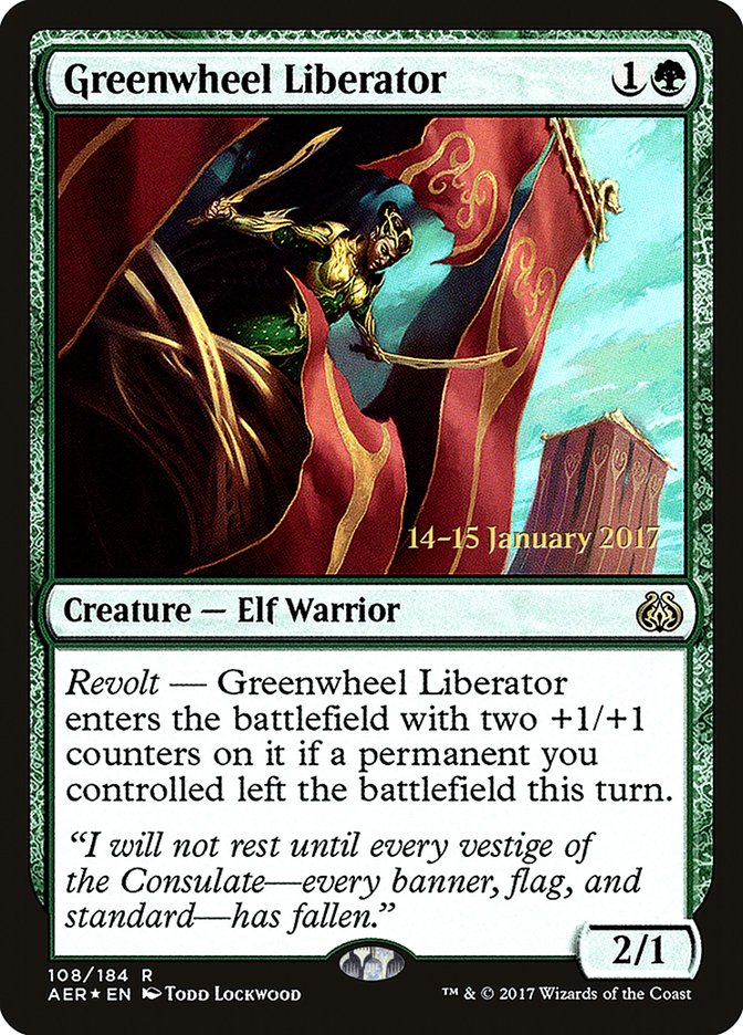 Greenwheel Liberator [Aether Revolt Prerelease Promos] | Gam3 Escape