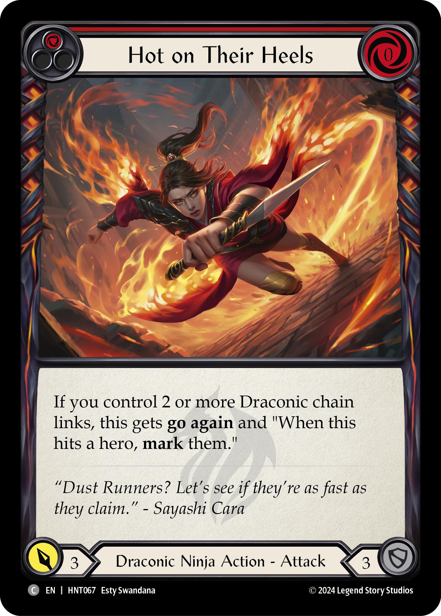 Hot on Their Heels (Red) [HNT067] (The Hunted)  Rainbow Foil | Gam3 Escape