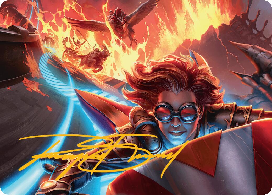 Outpace Oblivion Art Card (Gold-Stamped Signature) [Aetherdrift Art Series] | Gam3 Escape