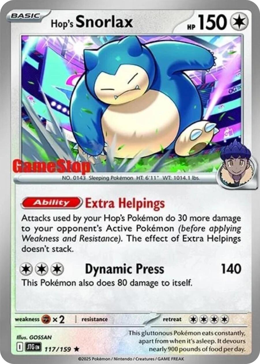 Hop's Snorlax (117/159) (GameStop) (Cosmos Holo) [Scarlet & Violet: Journey Together] | Gam3 Escape