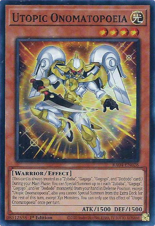 Utopic Onomatopoeia [RA04-EN028] Super Rare | Gam3 Escape
