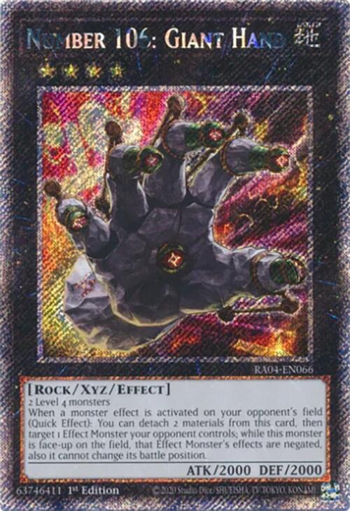 Number 106: Giant Hand [RA04-EN066] Platinum Secret Rare | Gam3 Escape