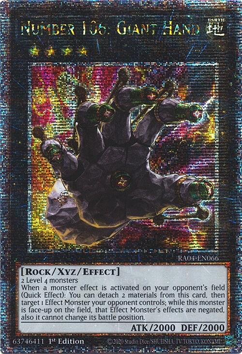 Number 106: Giant Hand [RA04-EN066] Quarter Century Secret Rare | Gam3 Escape