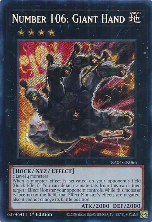 Number 106: Giant Hand [RA04-EN066] Secret Rare | Gam3 Escape