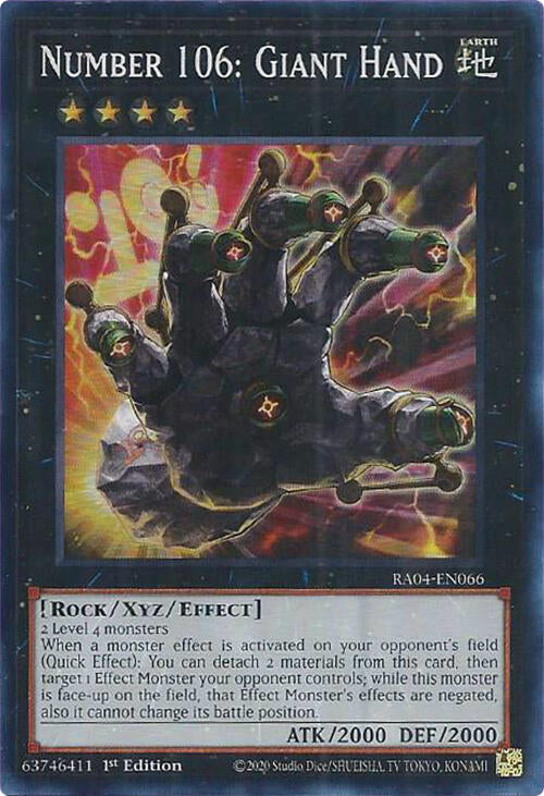 Number 106: Giant Hand [RA04-EN066] Super Rare | Gam3 Escape