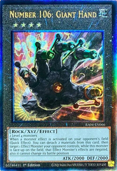 Number 106: Giant Hand [RA04-EN066] Prismatic Ultimate Rare | Gam3 Escape