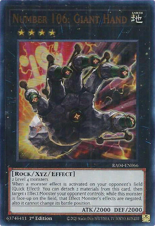 Number 106: Giant Hand [RA04-EN066] Ultra Rare | Gam3 Escape