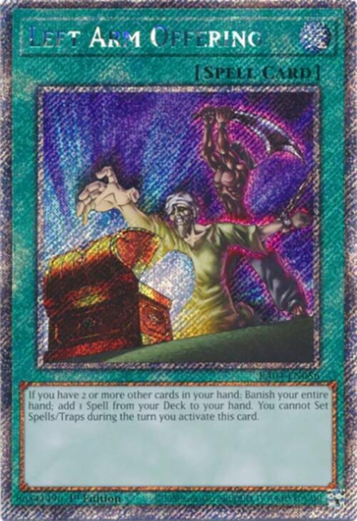 Left Arm Offering [RA04-EN086] Platinum Secret Rare | Gam3 Escape