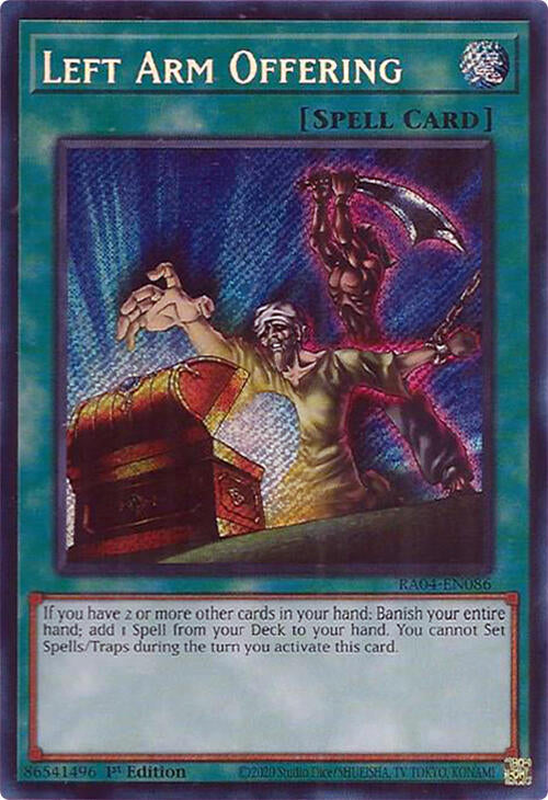 Left Arm Offering [RA04-EN086] Secret Rare | Gam3 Escape