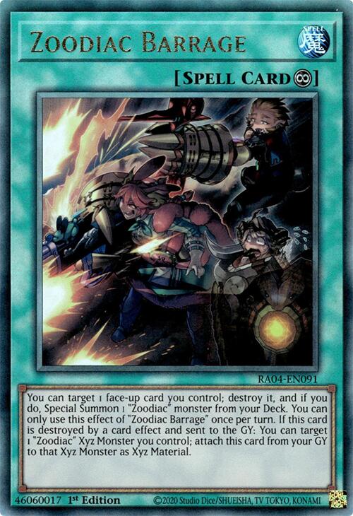 Zoodiac Barrage [RA04-EN091] Prismatic Ultimate Rare | Gam3 Escape
