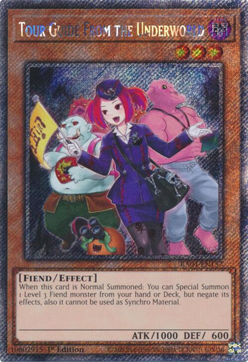 Tour Guide from the Underworld (Alternate Art) [RA04-EN157] Platinum Secret Rare | Gam3 Escape