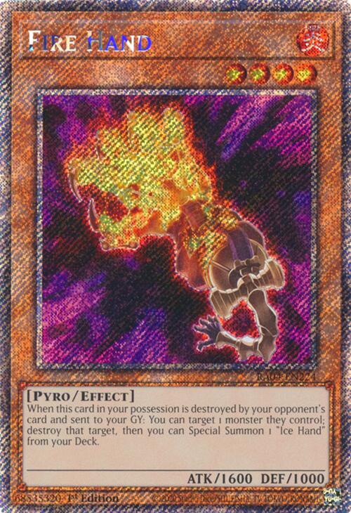 Fire Hand [RA04-EN224] Platinum Secret Rare | Gam3 Escape