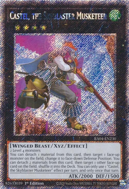 Castel, the Skyblaster Musketeer [RA04-EN230] Platinum Secret Rare | Gam3 Escape