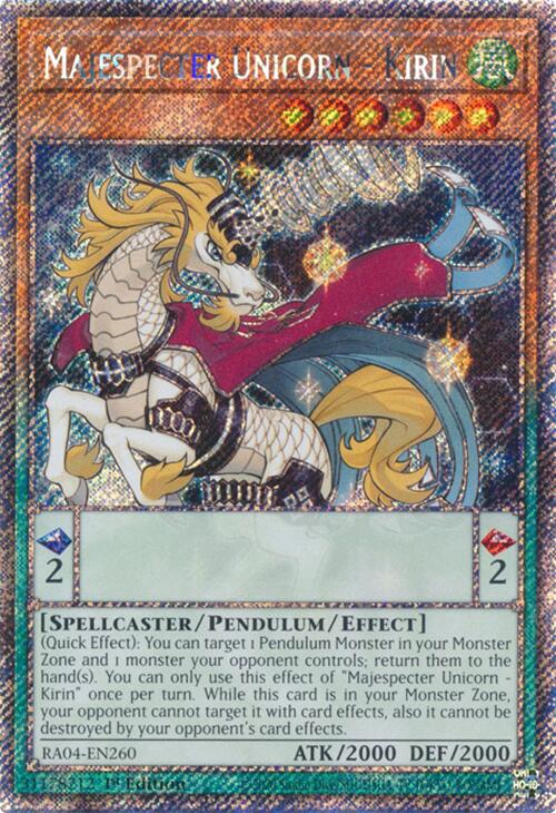 Majespecter Unicorn - Kirin [RA04-EN260] Platinum Secret Rare | Gam3 Escape