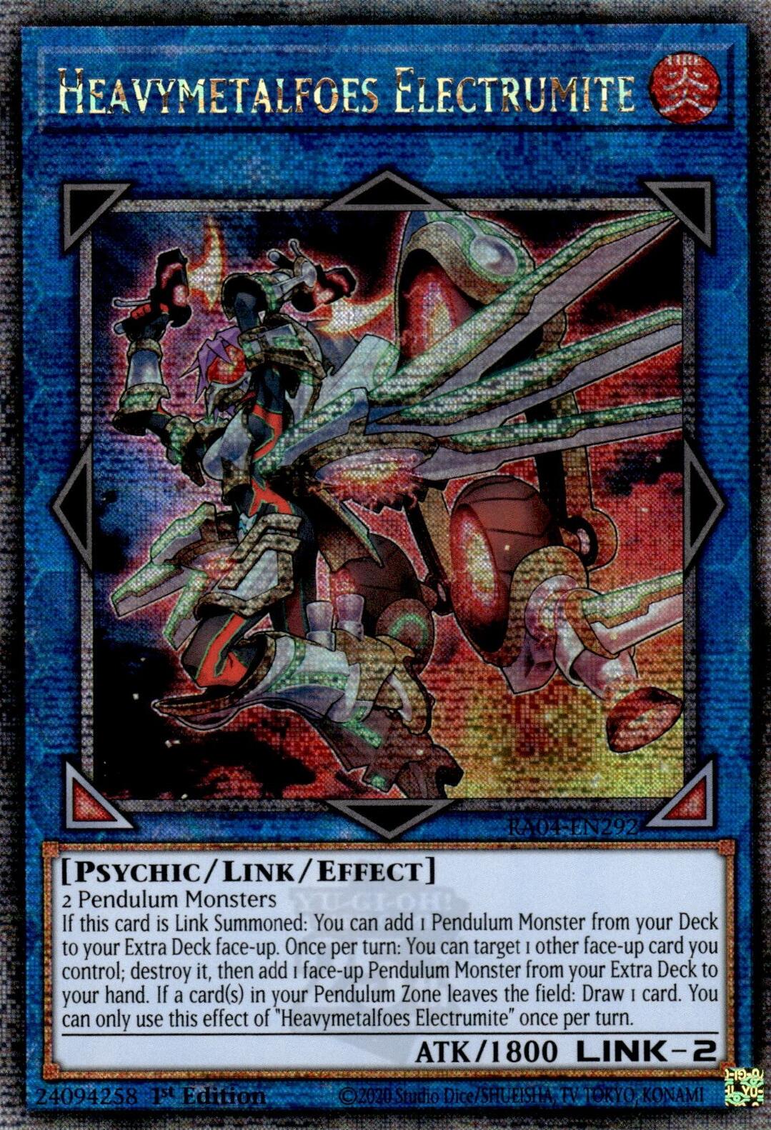 Heavymetalfoes Electrumite [RA04-EN292] Quarter Century Secret Rare | Gam3 Escape