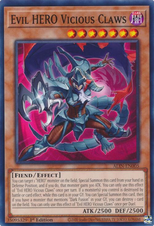 Evil HERO Vicious Claws [ALIN-EN005] Common | Gam3 Escape