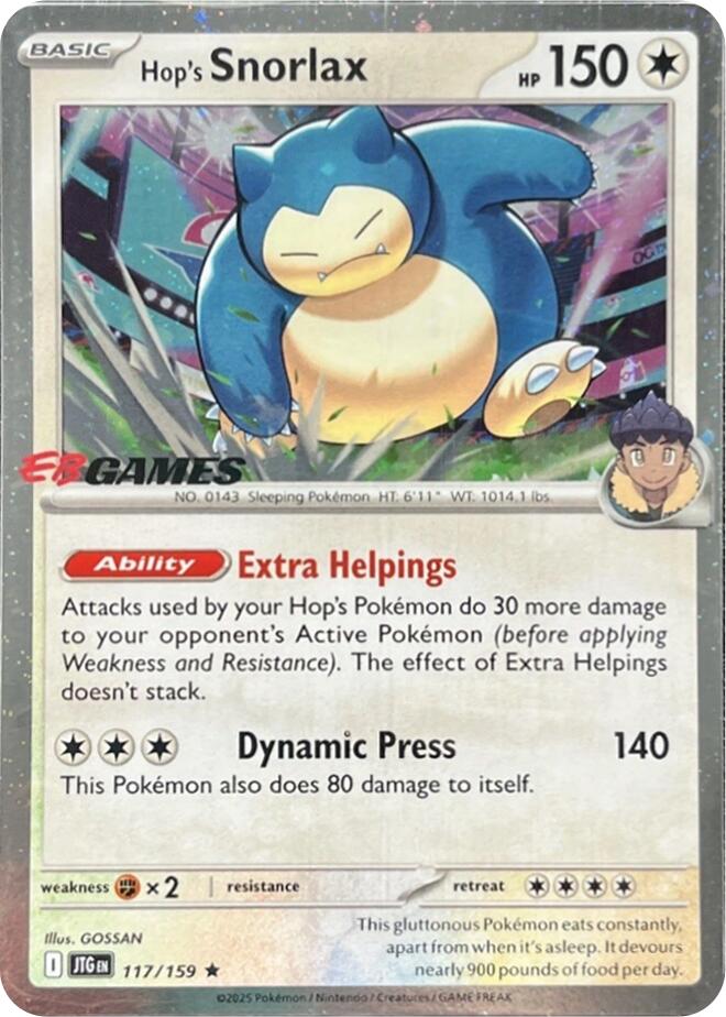 Hop's Snorlax (117/159) (EB Games) (Cosmos Holo) [Scarlet & Violet: Journey Together] | Gam3 Escape
