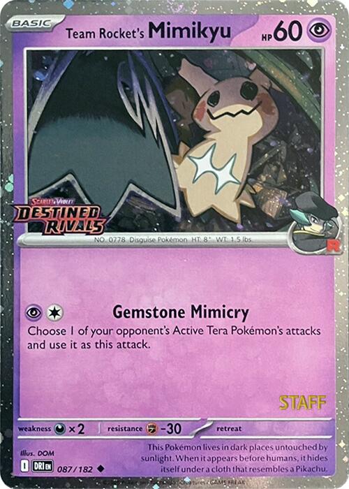 Team Rocket's Mimikyu (087/182) (Prerelease Staff) [Scarlet & Violet: Destined Rivals] | Gam3 Escape