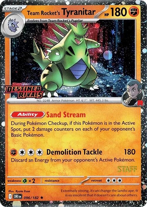Team Rocket's Tyranitar (096/182) (Prerelease Staff) [Scarlet & Violet: Destined Rivals] | Gam3 Escape