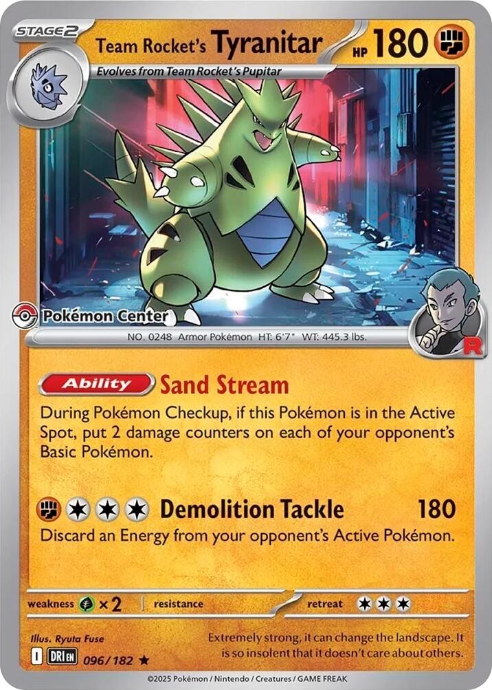 Team Rocket's Tyranitar (096/182) (Pokemon Center Exclusive) [Miscellaneous Cards] | Gam3 Escape